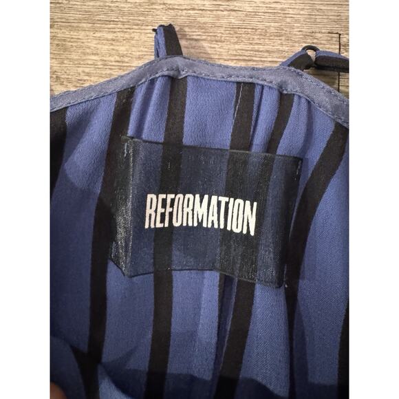 NWT Reformation Savanah Dress Blue striped Sundress Women's Size 0 - Picture 10 of 15